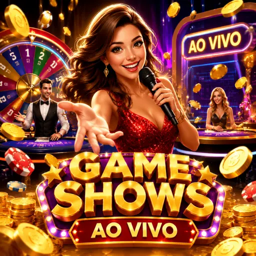Estúdio de game show com roda de multiplicadores e apresentador